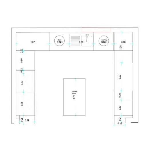 Kitchen layout plan drawn for a Stova client